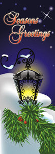 Snowy Lamp Light Pole Banner, full-color digital print on 18 oz reinforced vinyl; same art on both sides