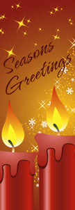 Seasons Greetings Candles light pole banner, full-color digital print on 18 oz. reinforced vinyl, same art both sides