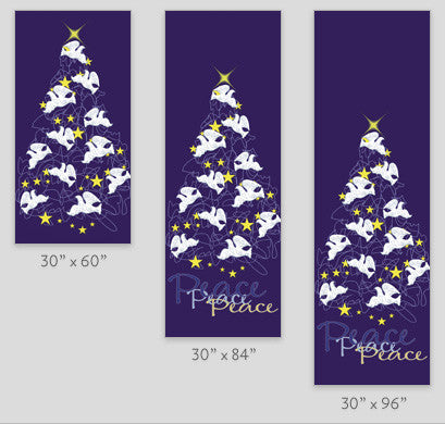 18 oz reinforced vinyl banner, double-sided with same art; produced on demand in stock sizes 30x60, 30x84, 30x94-96; min 10