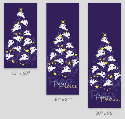 Peace Doves Holiday Tree Light Pole Banner
