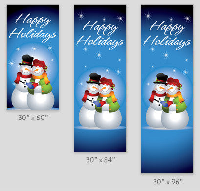 Happy Snow Couple Light Pole Banner