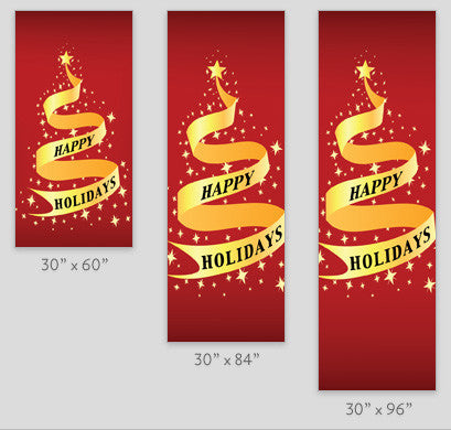 18 oz reinforced vinyl double-sided banner with "Ribbon of Gold" full-color print; produced on demand in sizes 30 x 60, 30 x 84, 30 x 94-96 inches