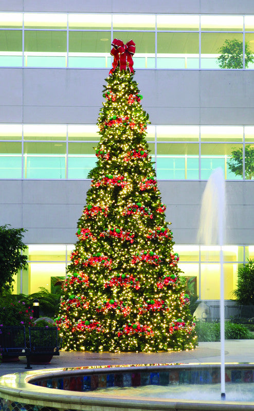 Commercial Tower Christmas Tree with Giant Three Bow Tree Topper