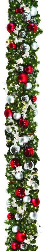 Candy Cane Style Decorated Garland 10'