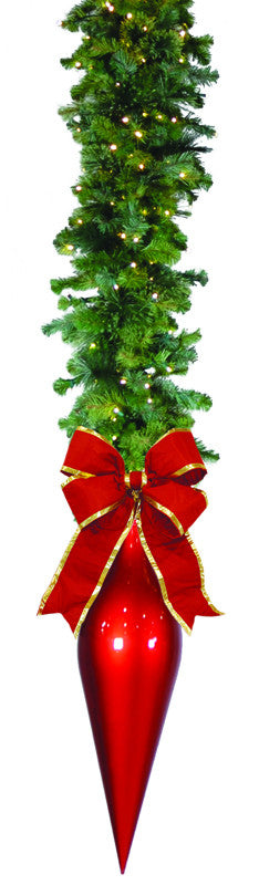 Garland Drop with 24" elegant finial and 18" bow , 10' mixed foliage garland with warm white LED lights