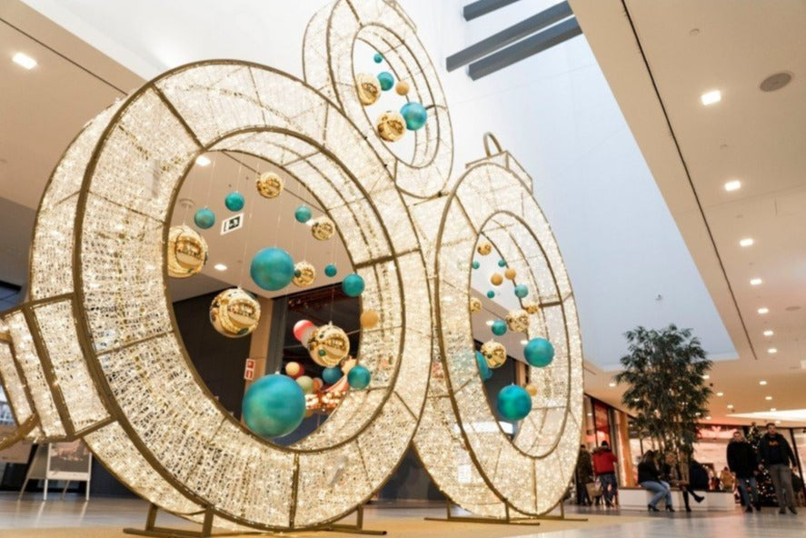 Giant Illuminated Christmas Bauble Rings Commercial Holiday Decoration