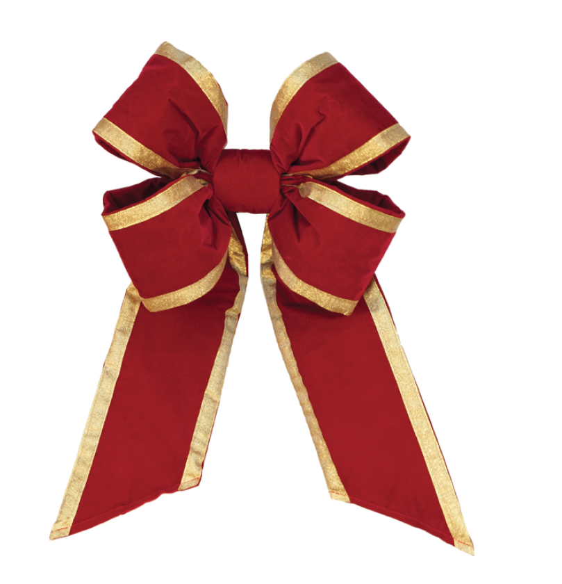 Holiday Red Velvet Bow - Gold Trim