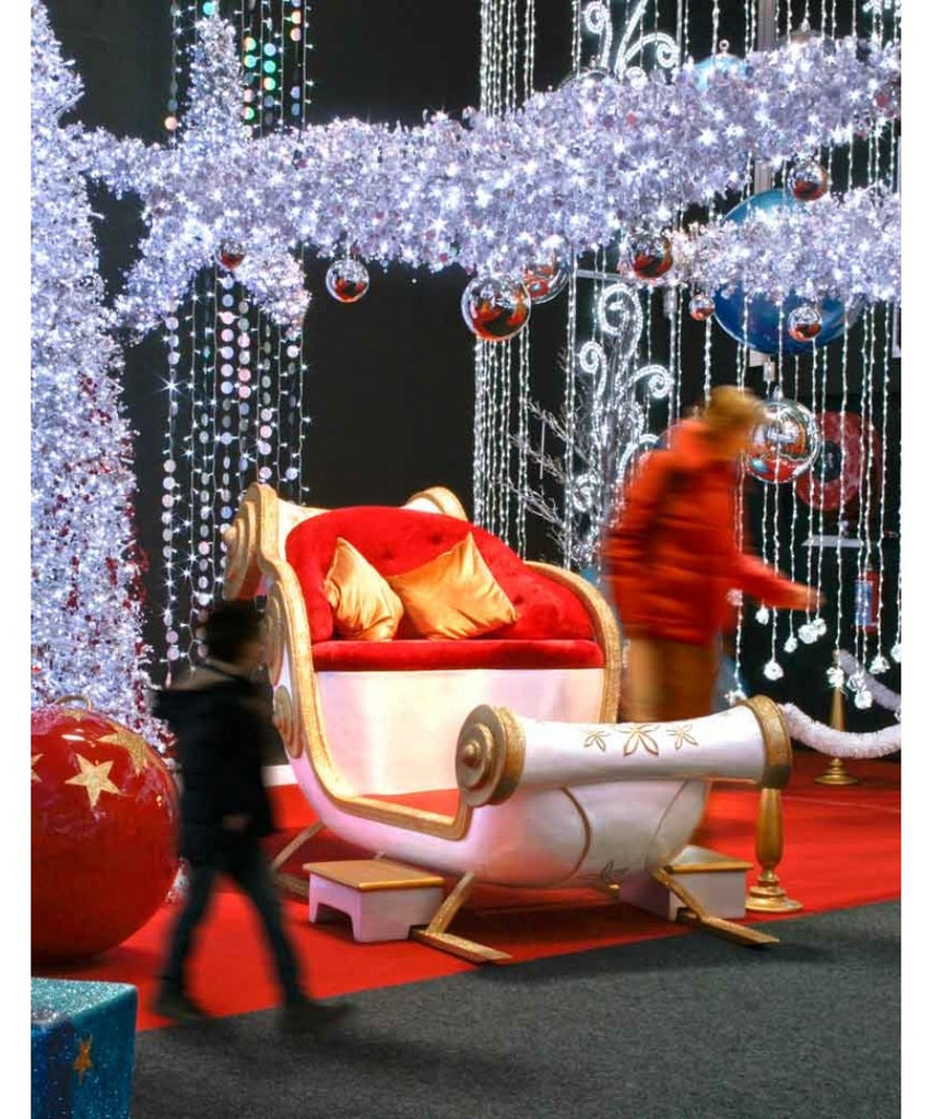 Holiday Photo Setup with Santa Sleigh Throne