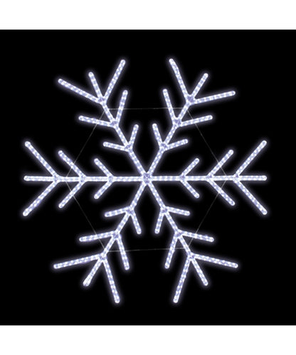 5' Majestic Snowflake pole mount with aluminum frame and Pure White LED ropelight, double-sided