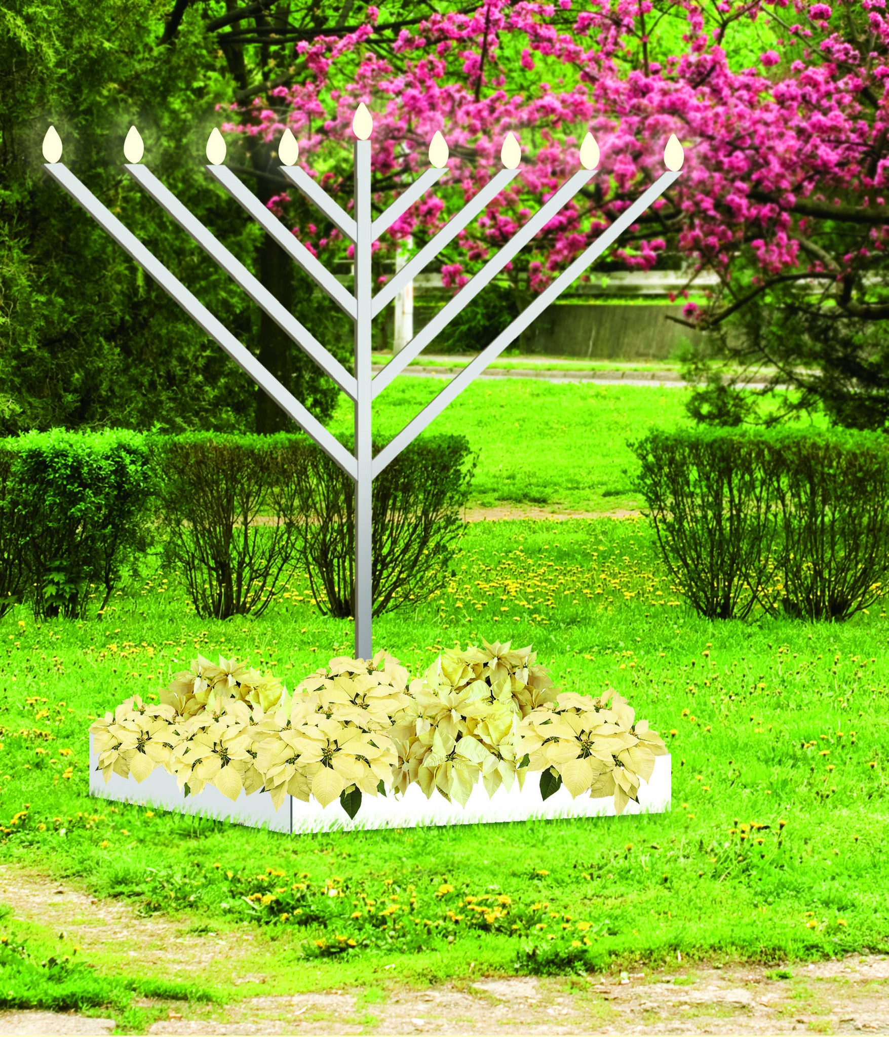 Outside Menorah Giant Indoor/Outdoor Menorah Prop with Automatic Lighting Feature ...