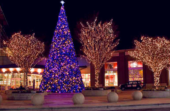 Illuminated LED Tree Topper on Giant Tower Christmas Tree