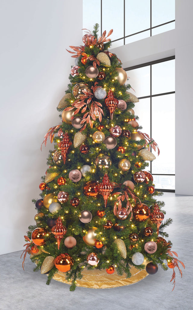 Calgary Pine Christmas Tree with Copper and Bronze Decor Package