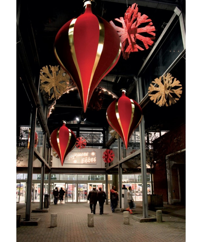 Covered Walkway with Giant Holiday Inflatable Ornaments