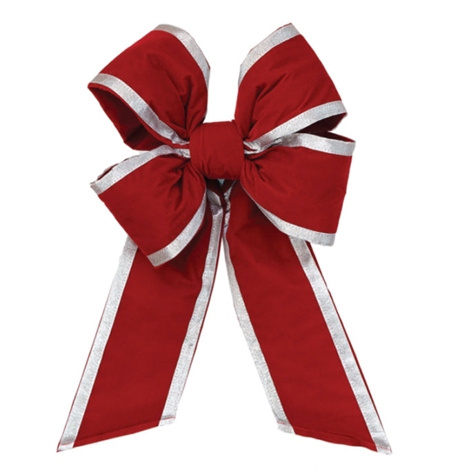 Holiday Red Velvet Bow with Silver Trim