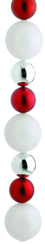 Red, Silver & White Bead Ornament Stringers - Set of 4