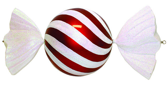 Jumbo Red and White Wrapped Candy Ornament