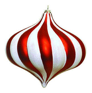 Red & White Swirl Candy Cane Onion Ornament