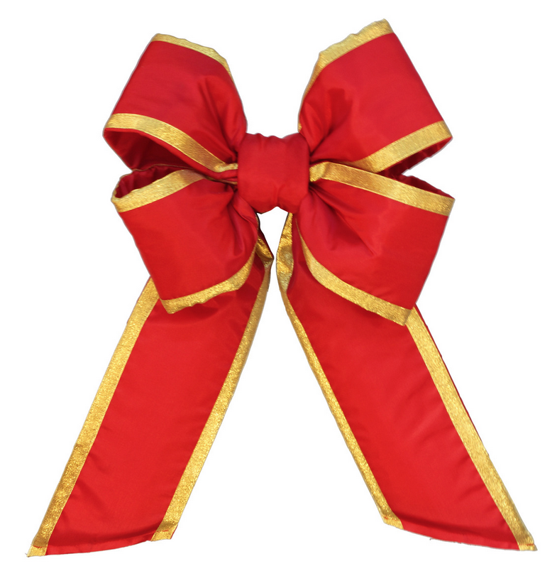 Bright Canada Red 4-Loop Bow with Gold Trim