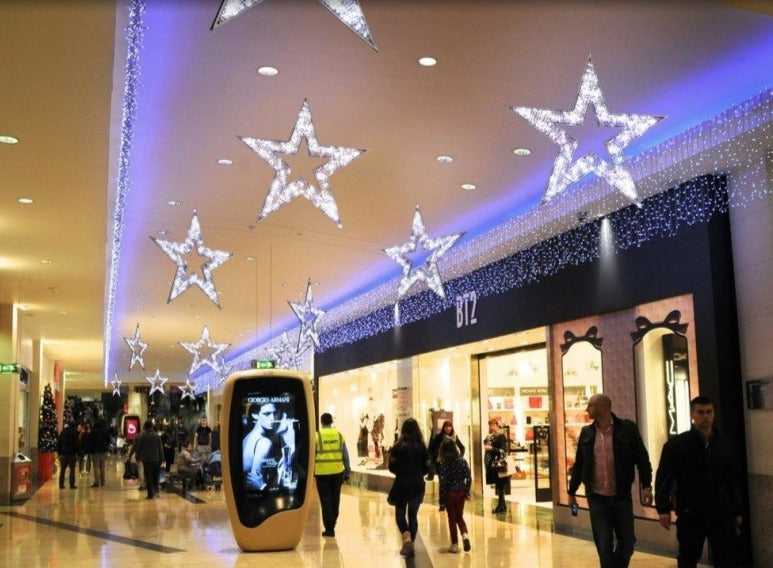Suspended Indoor Retail 2D Illuminated Christmas Stars