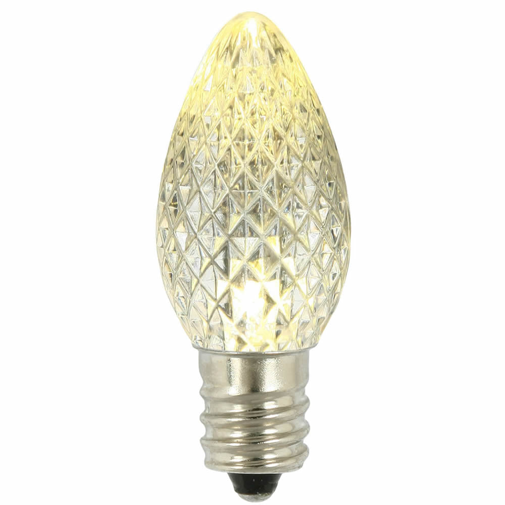 Premium Nickel Plated Non-Corrosive C7 Faceted LED Warm White Bulb .38w - 25 Pack
