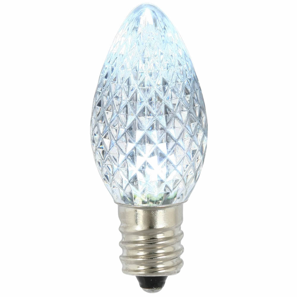 Premium Nickel Plated Non-Corrosive C7 Faceted LED Cool White Bulb .38w - 25 Pack