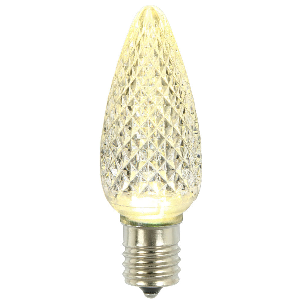 Premium Nickel Plated Non-Corrosive C9 Faceted LED Warm White Bulb .45w - 25 Pack