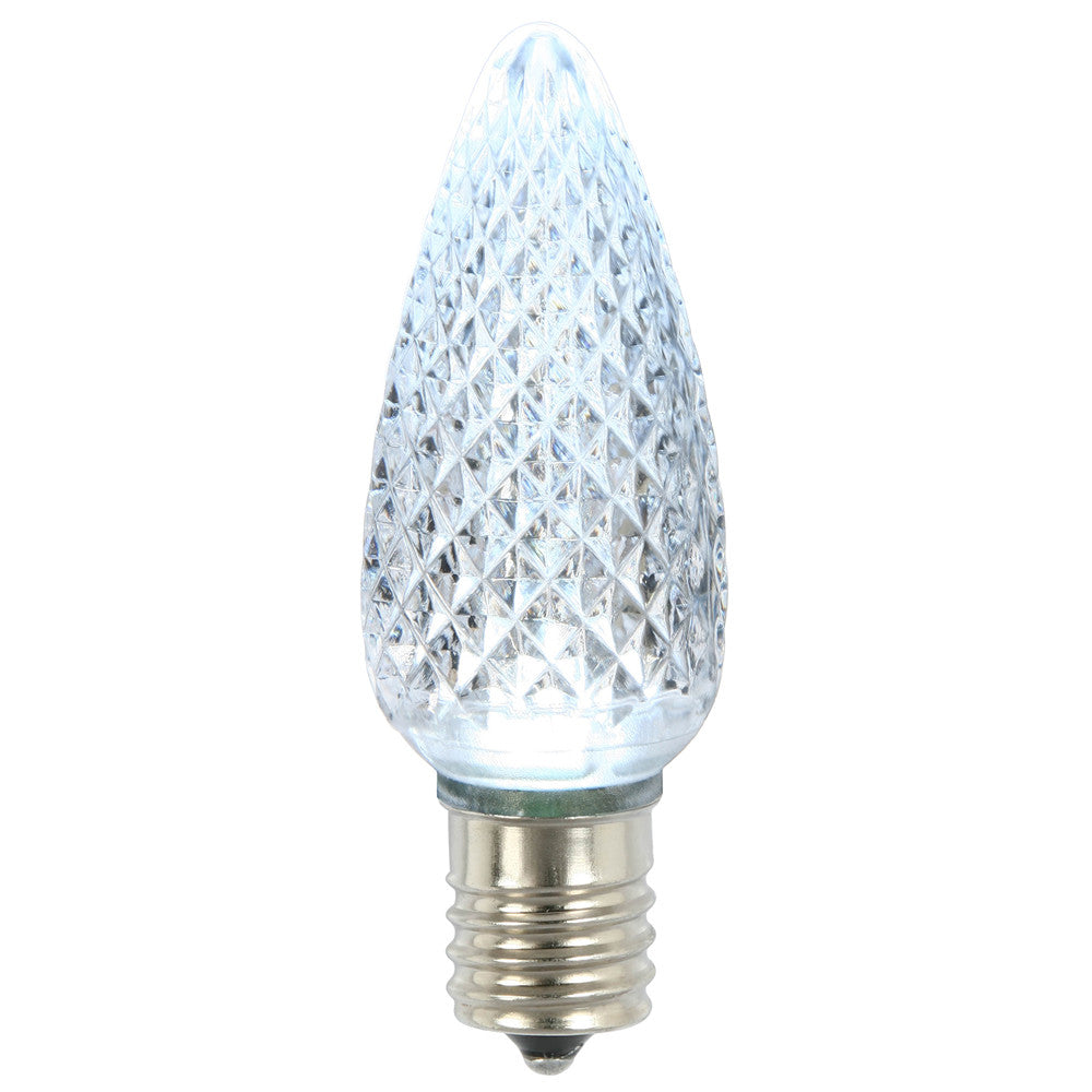 Premium Nickel Plated Non-Corrosive C9 Faceted LED Cool White Bulb .45w - 25 Pack