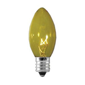 C7 Transparent Yellow, 5 Watt, 25 Triple Dipped Replacement Lamps