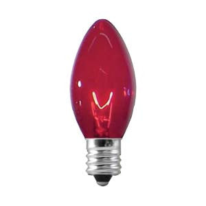 C7 Transparent Red, 5 Watt, 25 Triple Dipped Replacement Lamps