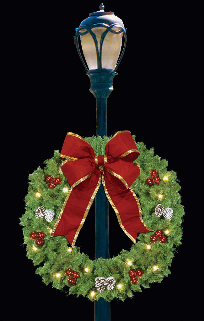 3' Outdoor Christmas Wreath for Lamp Posts Holiday Decoration