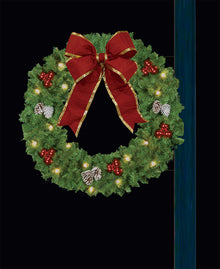 50" Lamp Post Holiday Wreath with (2) Bows