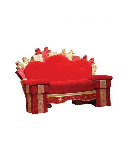 Decorative Gift Santa Throne, indoor throne with glittering red & gold fiberglass details and vibrant red material, 3.3' H