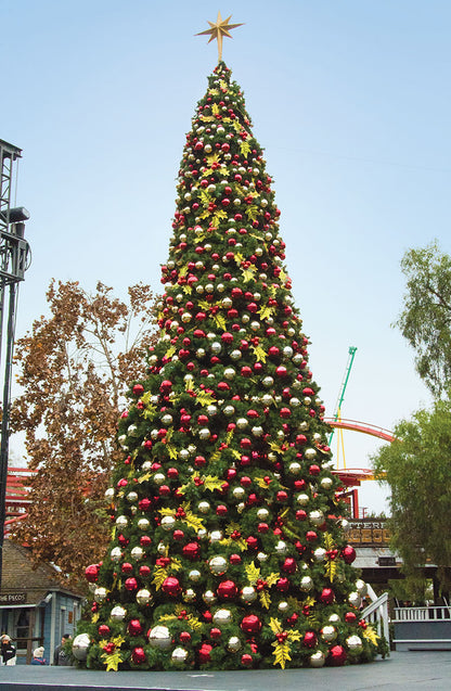 30' Tower Christmas Tree with Holly Leaves Decor and 48" Star Topper