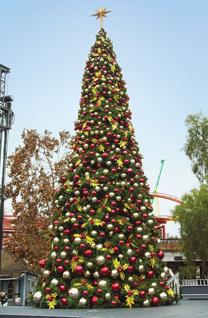 30' Tower Christmas Tree with Holly Leaves Decor and 48" Star Topper