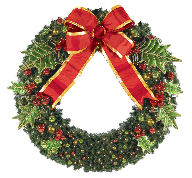 Pre Decorated Holly Leaf Wreath