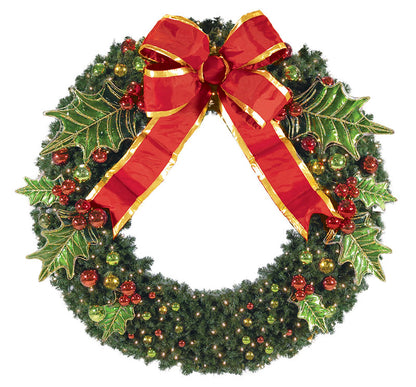 Pre Decorated Holly Leaf Wreath