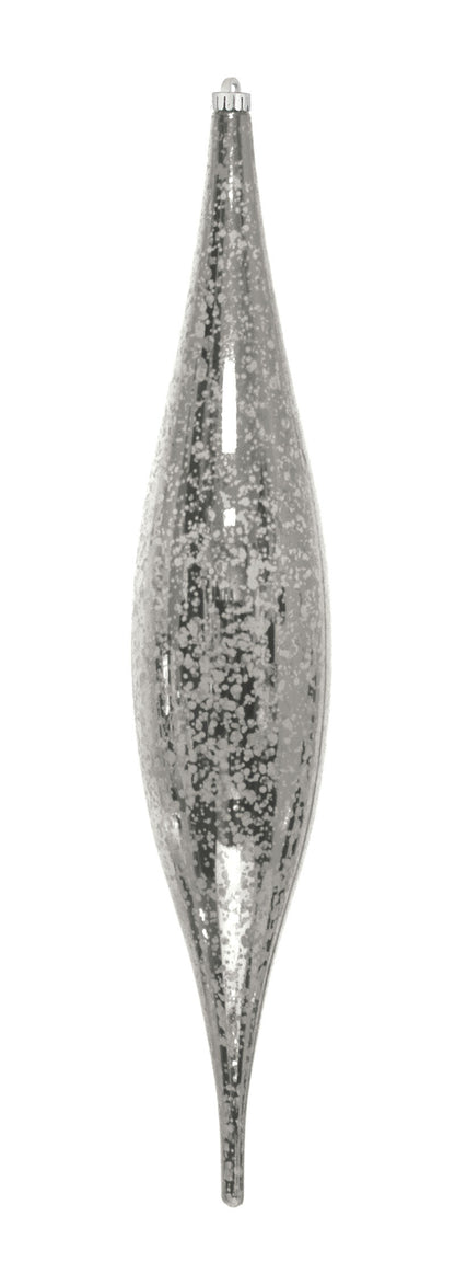 13" Mercury Oval Drop Finial Ornament (Set of 12)