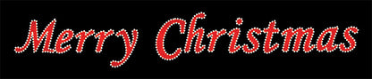 40' Merry Christmas overhead or ground-mount display with 525 C7 LED bulbs and shimmering red carpet mesh garland.