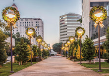 Custom Outdoor Lamp Post Christmas Wreaths with Bows