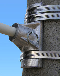 XL banner bracket set for single or double pole banners up to 72 inches; three-band clamps with .812-inch fiberglass rods